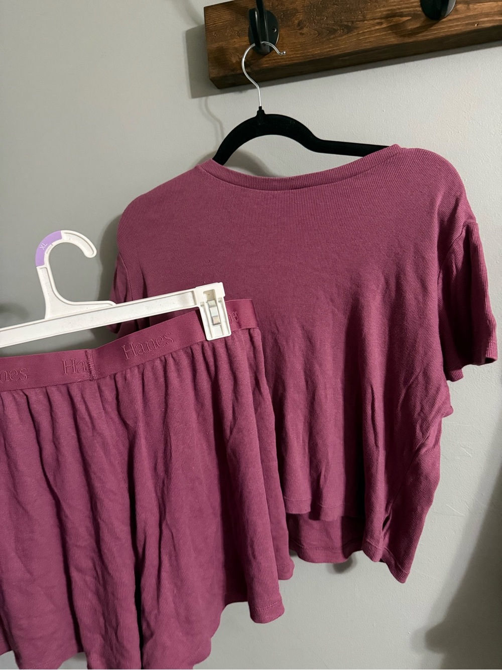 Hanes Women's Mauve Short Sleeve Top and Short set